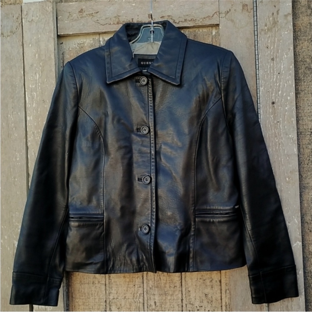 Guess Genuine Black Leather Jacket